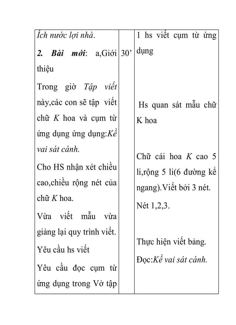 image for page Giáo án tiếng việt lớp 2 TẬP VIẾT Chữ hoa k