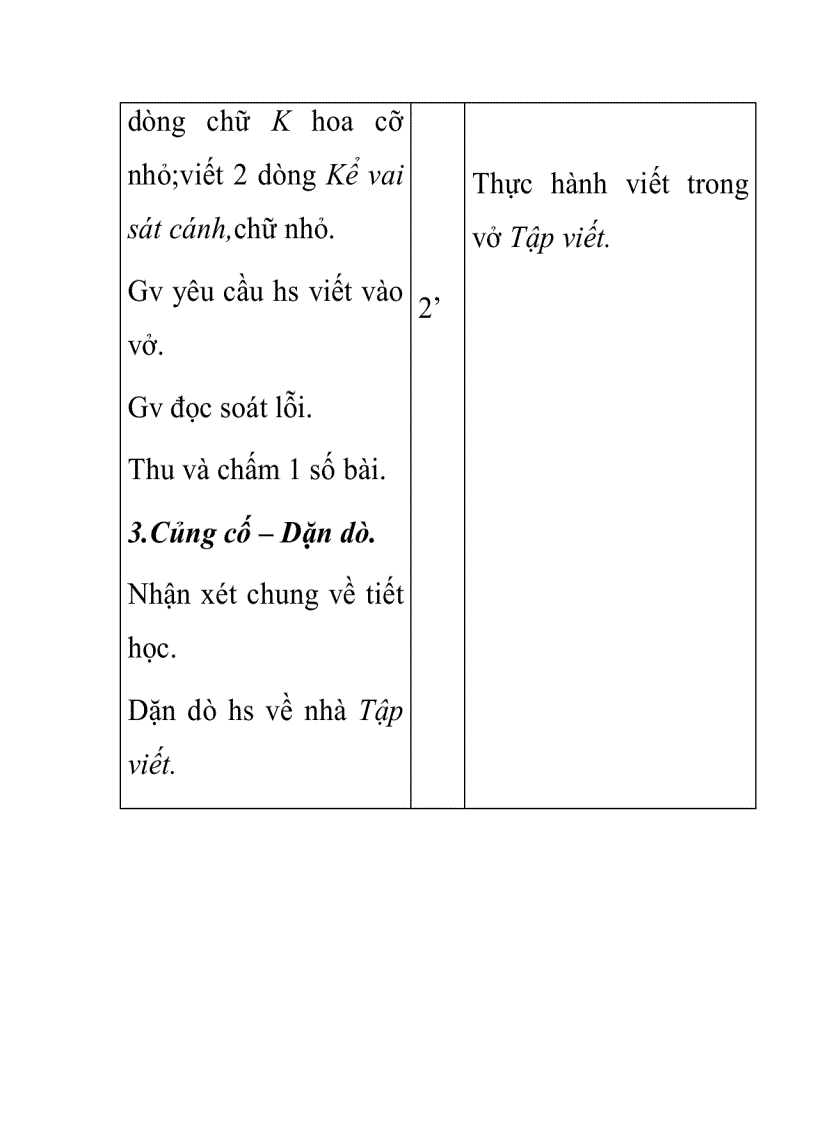 image for page Giáo án tiếng việt lớp 2 TẬP VIẾT Chữ hoa k