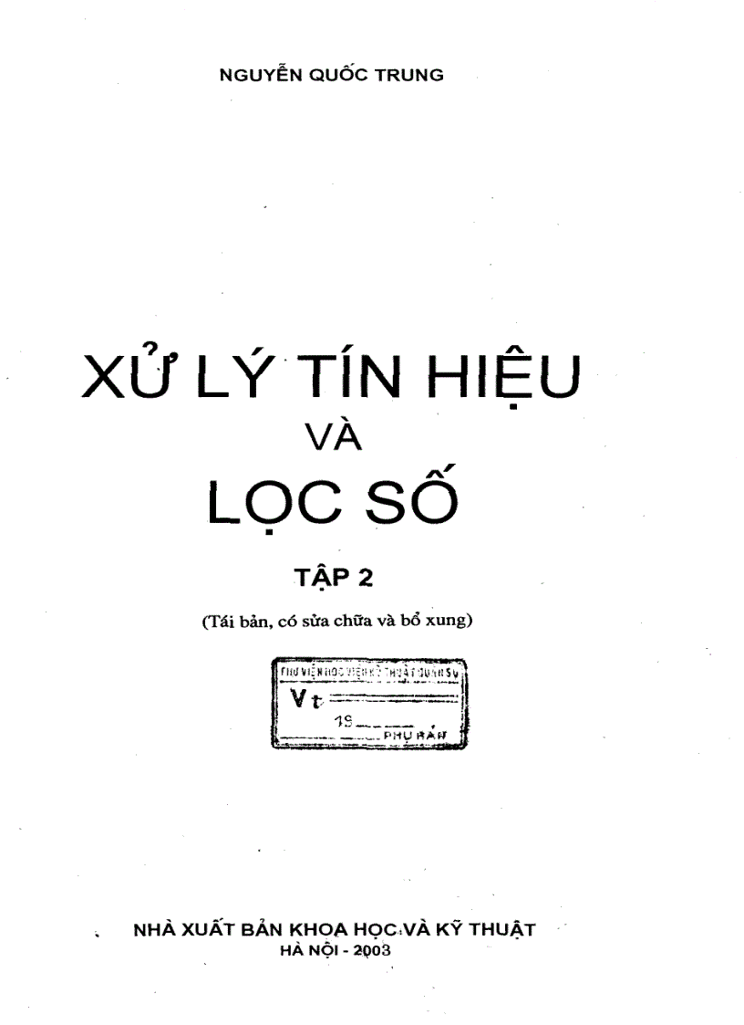 image for page Xử lý tín hiệu và lọc số tập 2 Nguyễn Quốc Trung