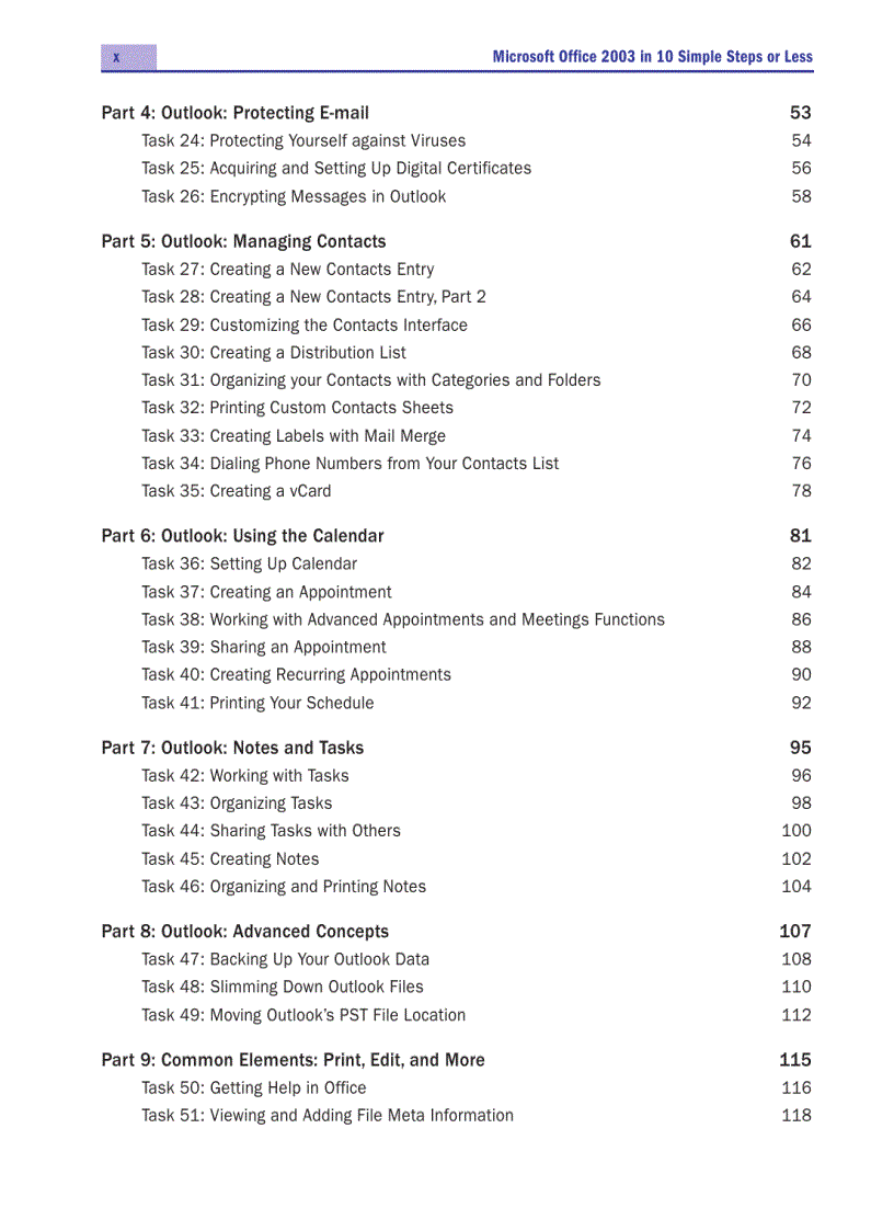 image for page Microsoft Office 2003 in 10 Simple Steps or Less