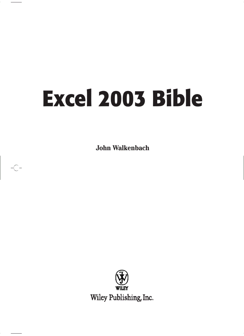 image for page Microsoft Office Excel 2003 Bible