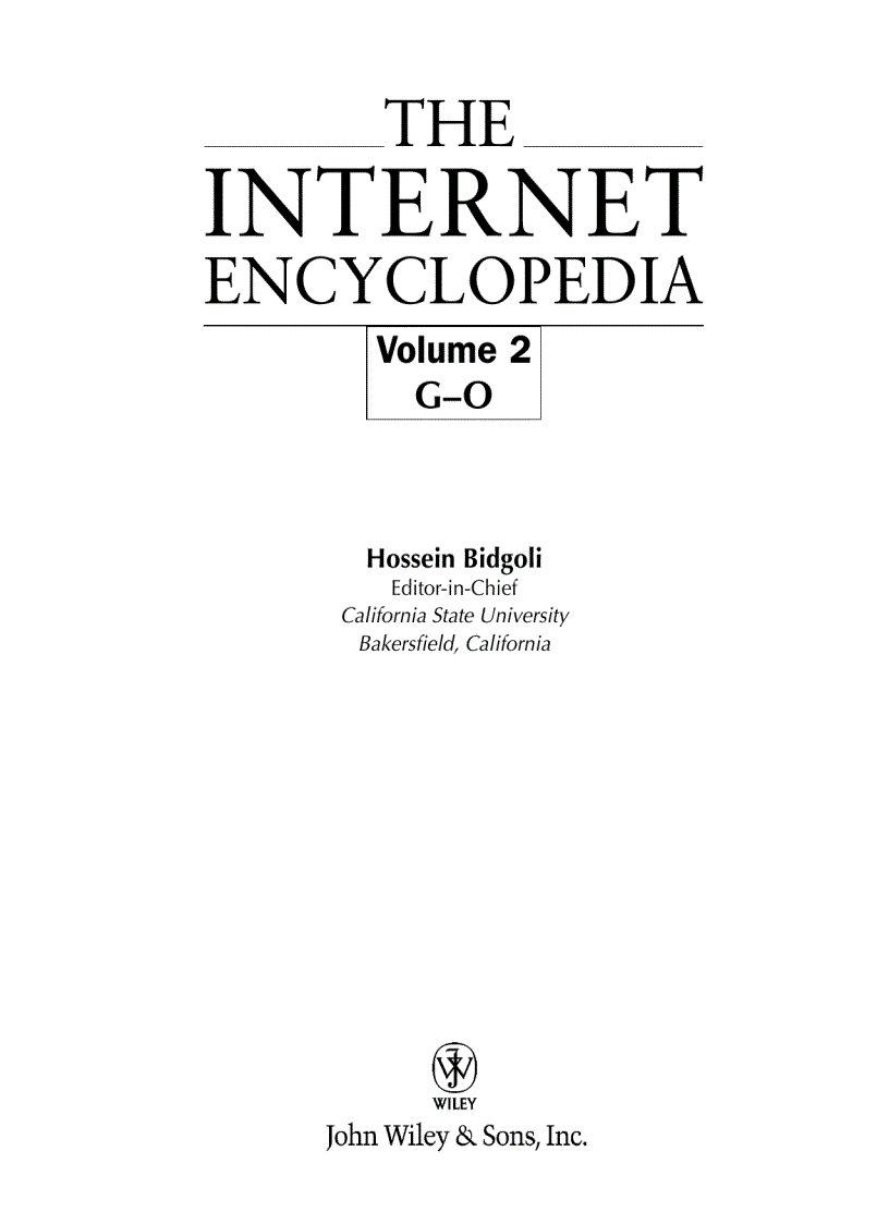 The Internet Encyclopedia Volume 2
