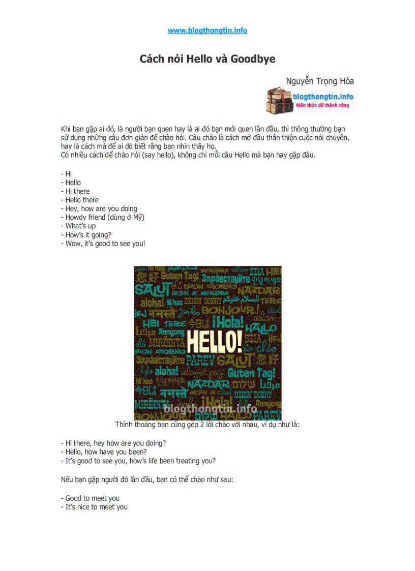 image for page Các cách nói hello goodlebye khác nhau