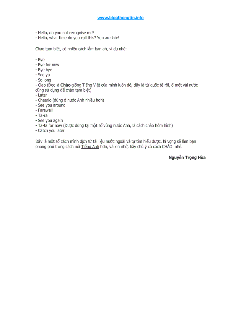 image for page Các cách nói hello goodlebye khác nhau