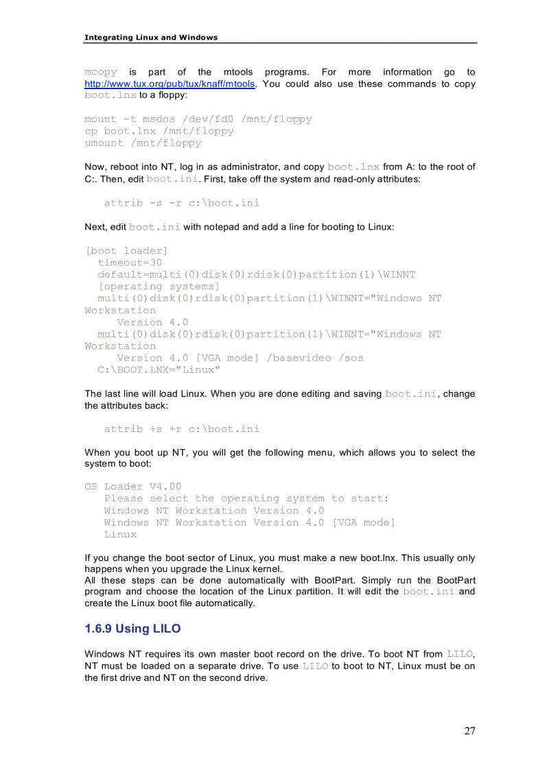 image for page Integrating Linux and Windows