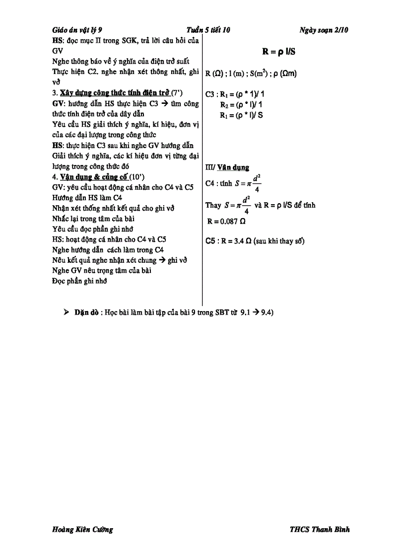 image for page Bài Giảng Sự phụ thuộc của R vào vật liệu làm dây dẫn