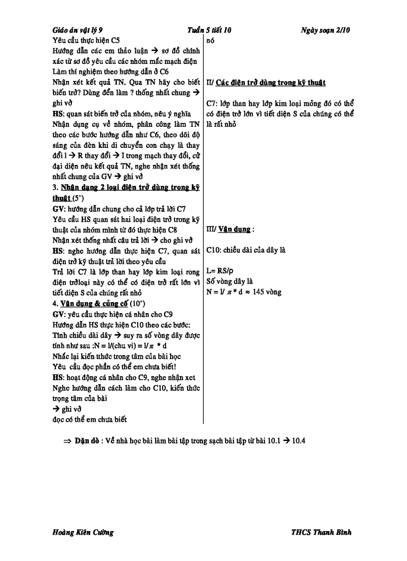 image for page Bài Giảng Sự phụ thuộc của R vào vật liệu làm dây dẫn