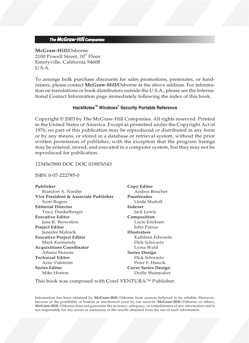 image for page HackNotes Windows Security Portable Reference