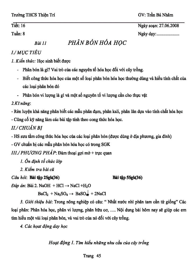 image for page Bài Giảng Phân Bón Hóa Học