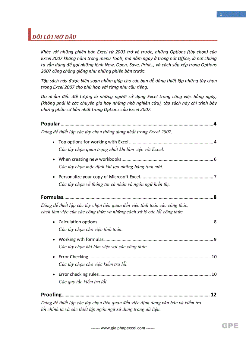 image for page Hướng dẫn sử dụng Options của Excel 2007