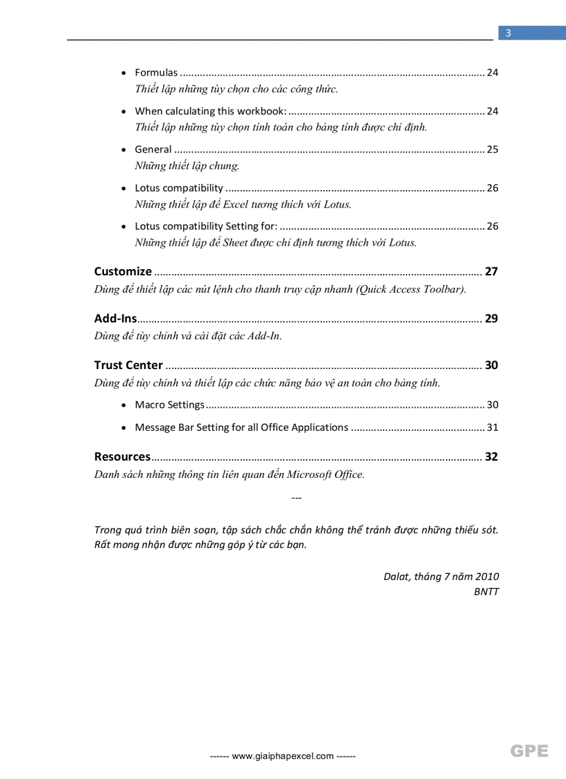 image for page Hướng dẫn sử dụng Options của Excel 2007