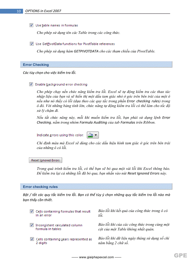 image for page Hướng dẫn sử dụng Options của Excel 2007