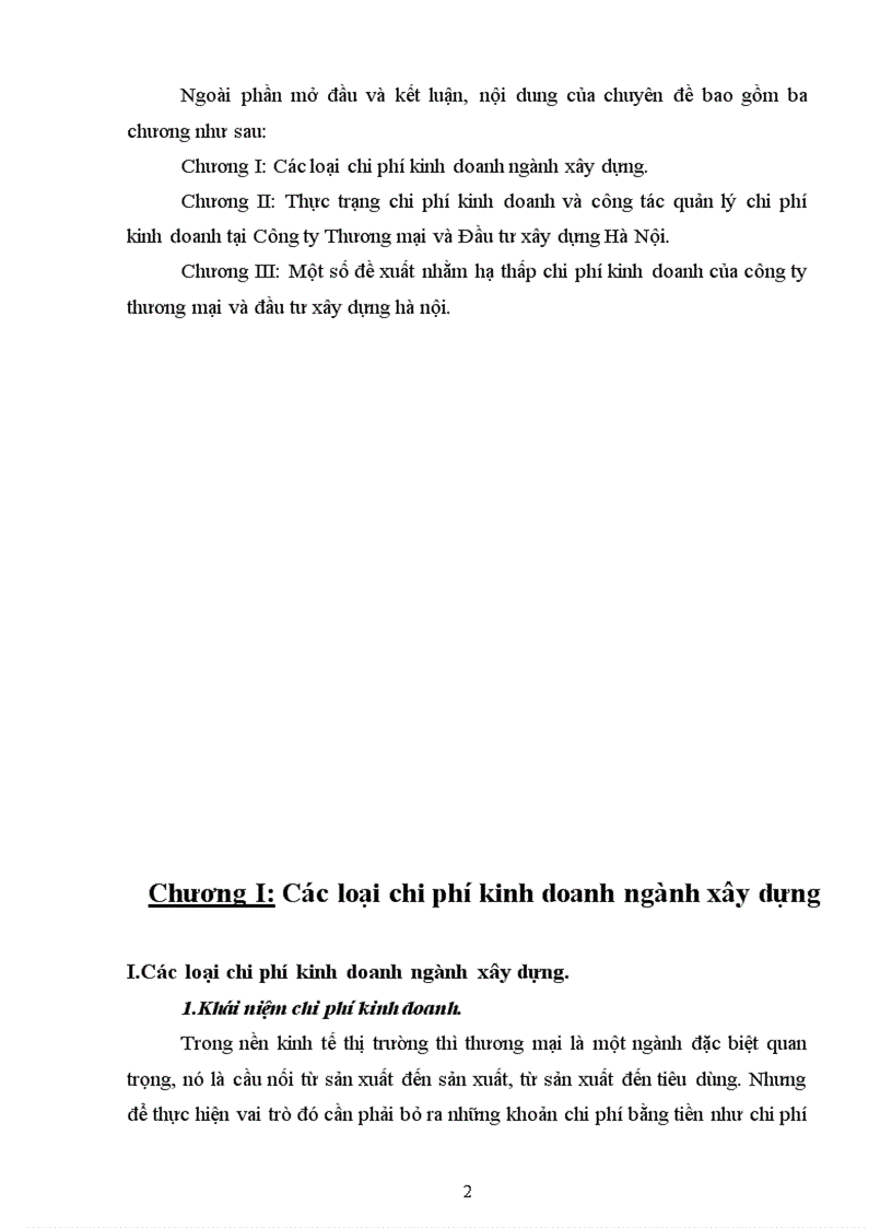 Một số đề xuất nhằm hạ thấp chi phí kinh doanh của công ty thương mại và đầu tư xây dựng hà nội