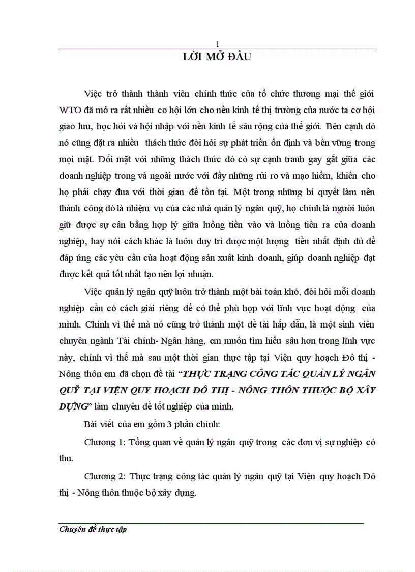 image for page Thực trạng công tác quản lý ngân quỹ tại viện quy hoạch đô thị nông thôn thuộc bộ xây dựng