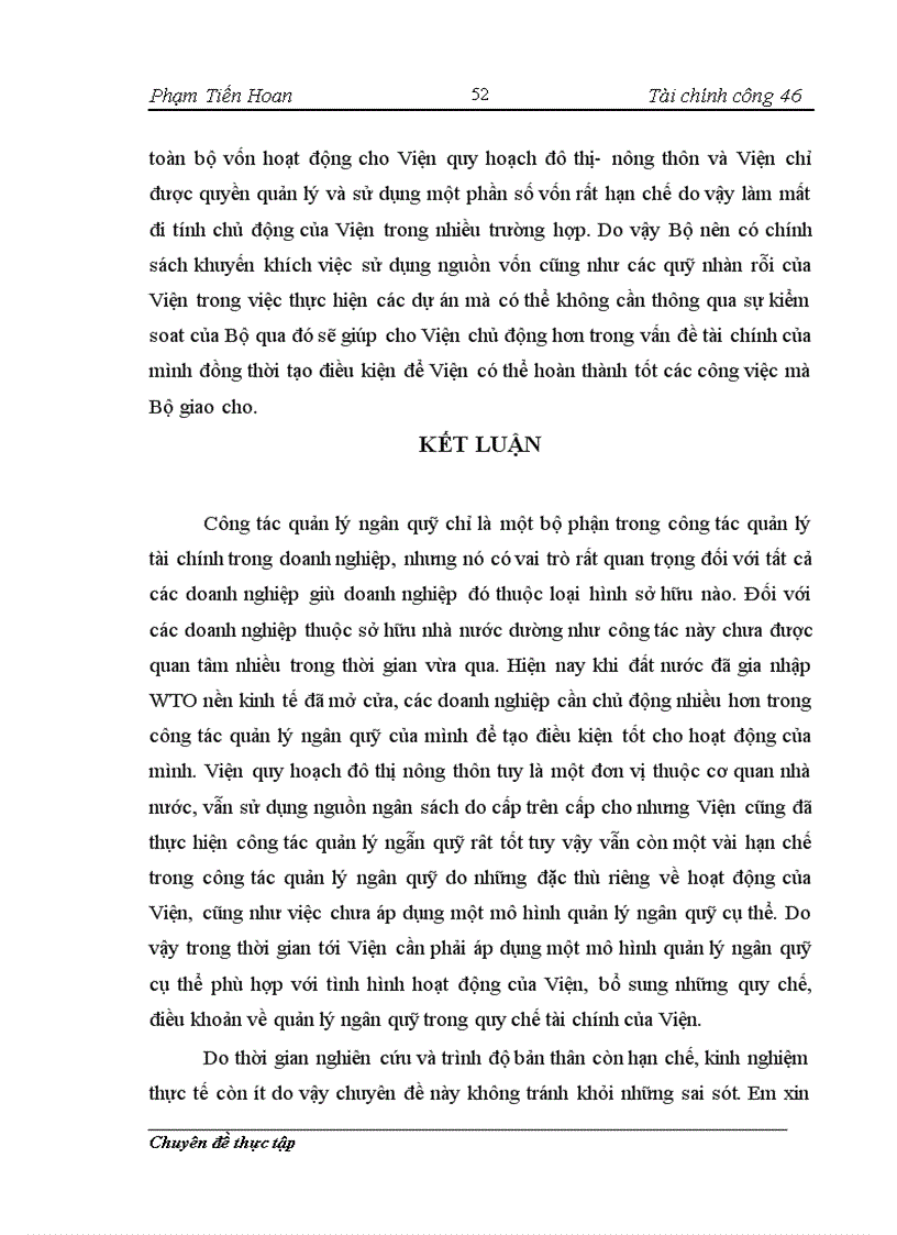 image for page Thực trạng công tác quản lý ngân quỹ tại viện quy hoạch đô thị nông thôn thuộc bộ xây dựng