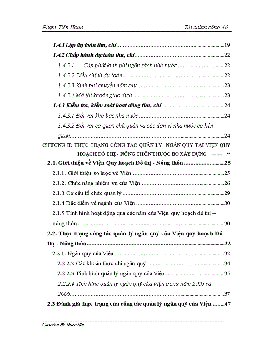 image for page Thực trạng công tác quản lý ngân quỹ tại viện quy hoạch đô thị nông thôn thuộc bộ xây dựng