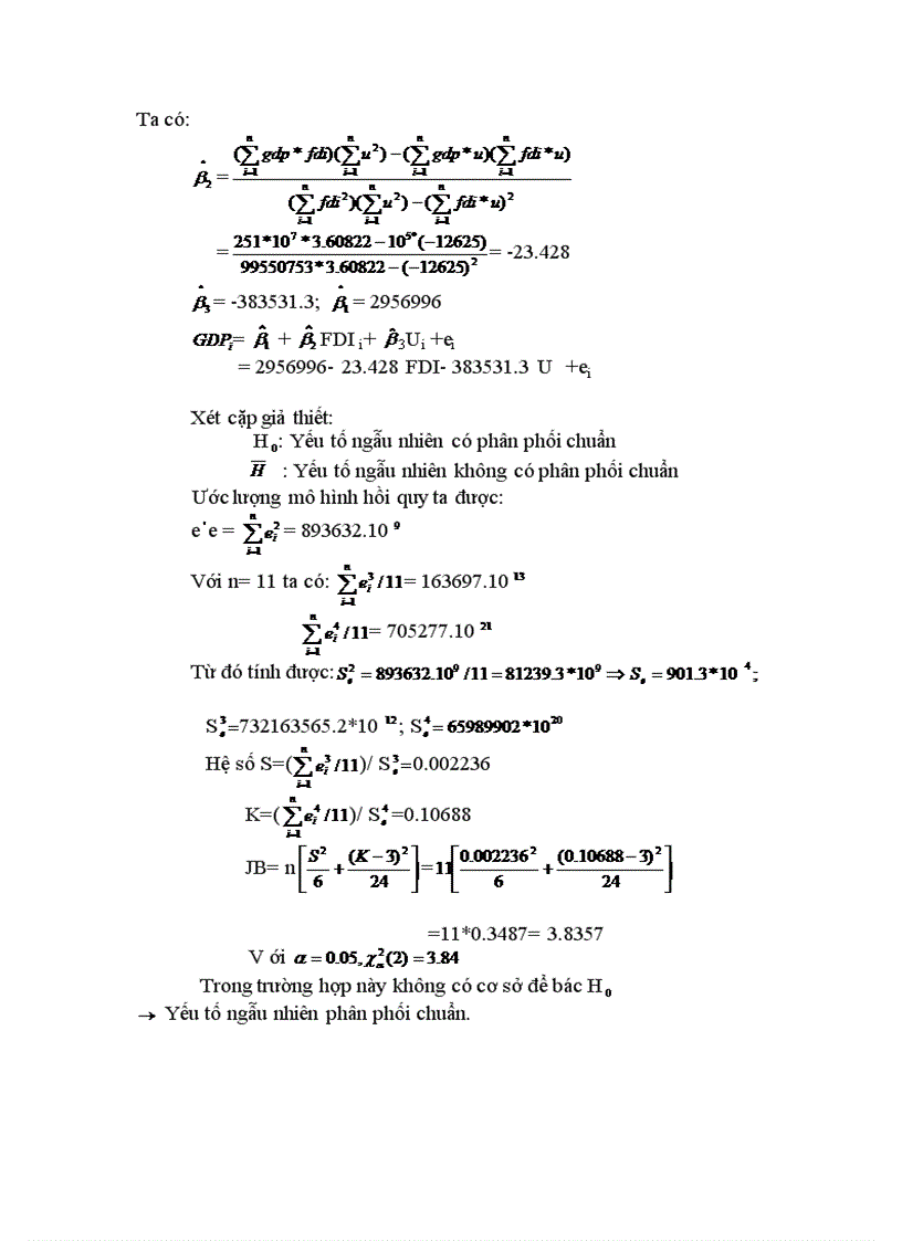 image for page Xây dựng mô hình Kinh Tế Lượng về FDI TL thất nghiệp GDP
