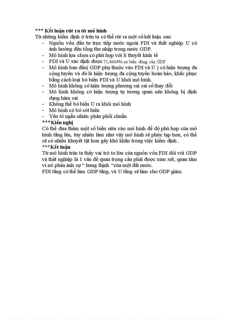 image for page Xây dựng mô hình Kinh Tế Lượng về FDI TL thất nghiệp GDP