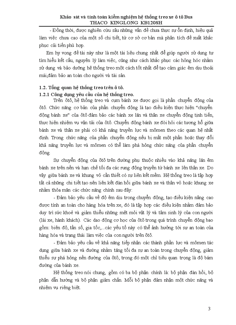 image for page Khảo sát và tính toán kiểm nghiệm hệ thống treo xe ô tô Bus THACO KINGLONG KB120SH 1