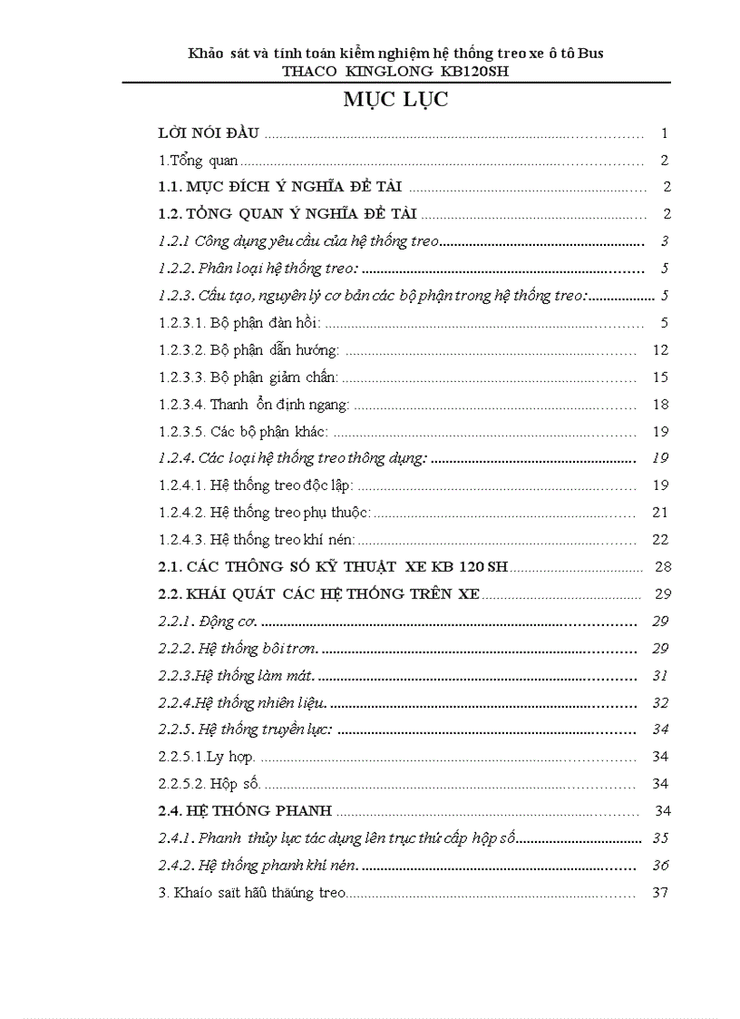 image for page Khảo sát và tính toán kiểm nghiệm hệ thống treo xe ô tô Bus THACO KINGLONG KB120SH 1
