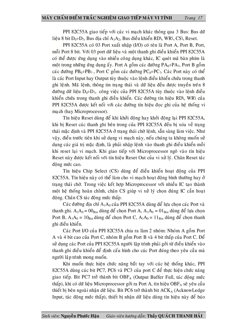 image for page Thiết kế và thi công máy chấm điểm trắc nghiệm giao tiếp máy vi tính