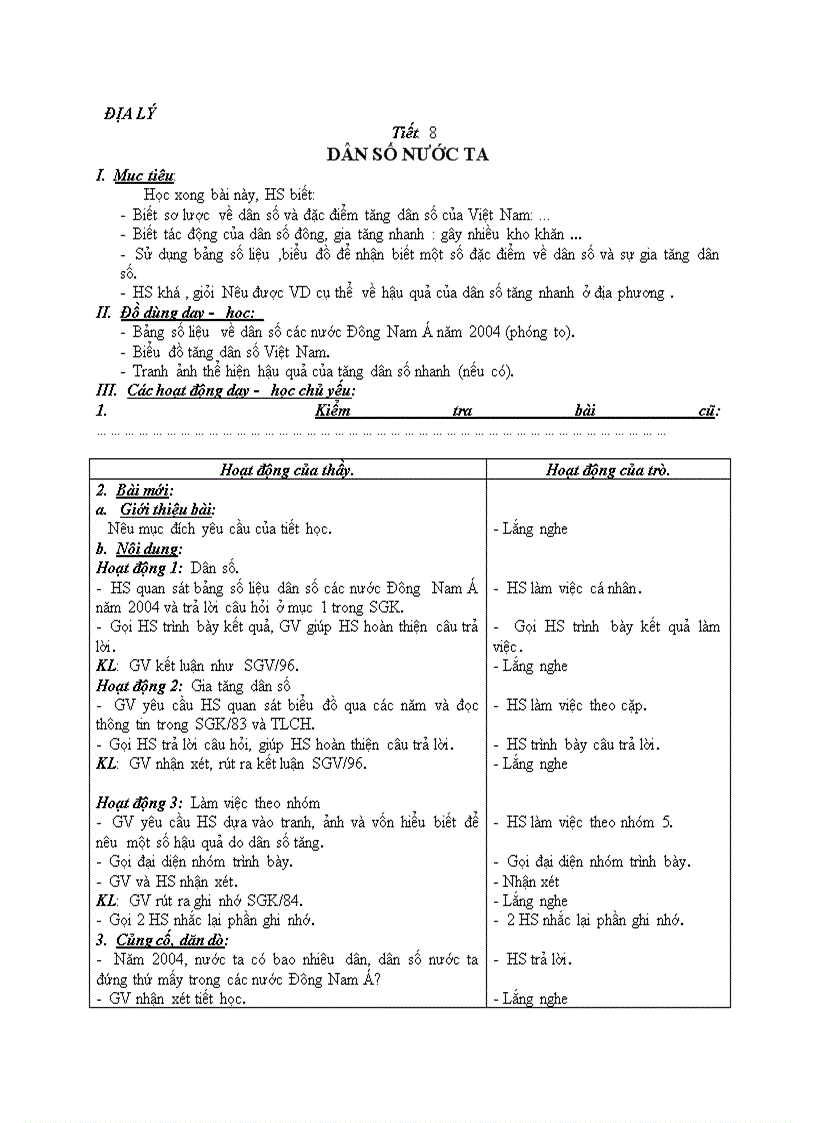 image for page Địa lý Dân số nước ta