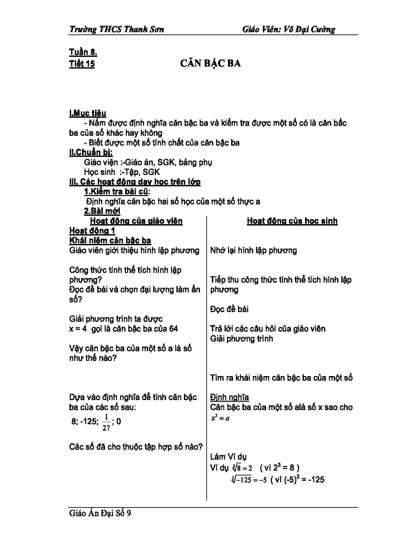 image for page Bài Giảng Căn Bậc Ba