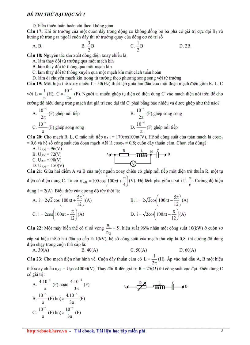 image for page Đề thi thử đại học môn vật lý đề số 4