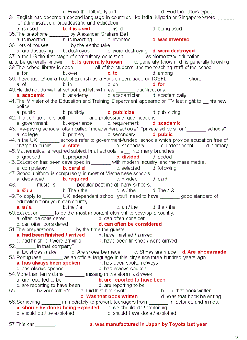 image for page Bài tập trắc nghiệm tiếng anh lớp 12 Unit 4
