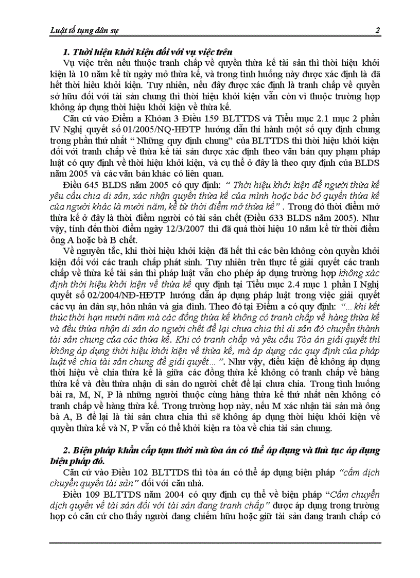 image for page Giải quyết tình huống tố tụng dân sự Bài tập cá nhân tuần 2 Đề số 16