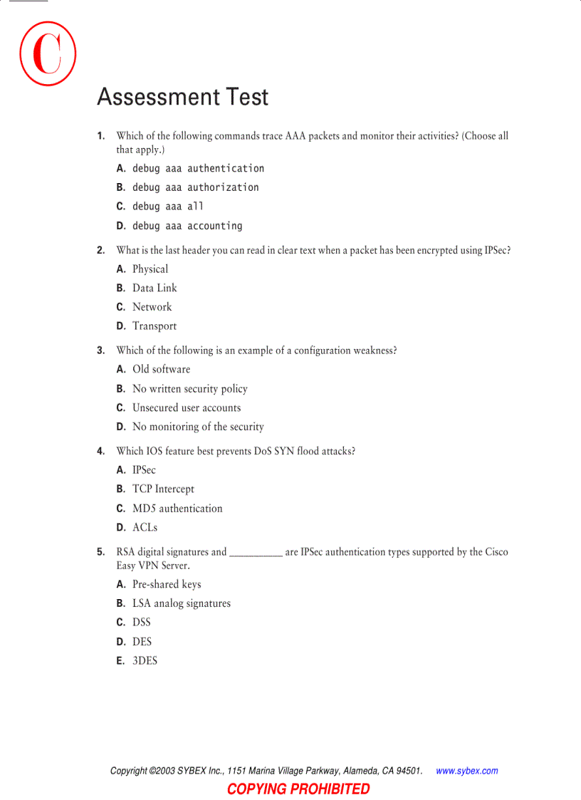 image for page CCSP Securing Cisco IOS Networks Study Guide