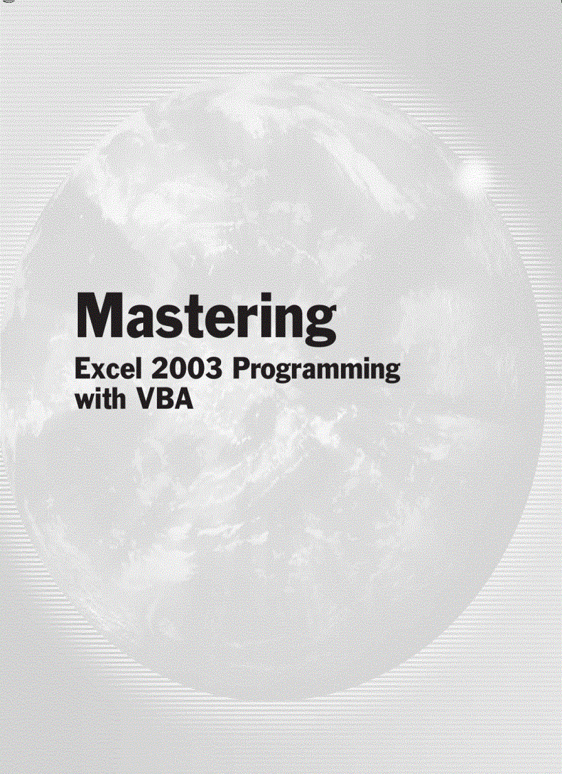 Mastering Excel 2003 Programming with VBA