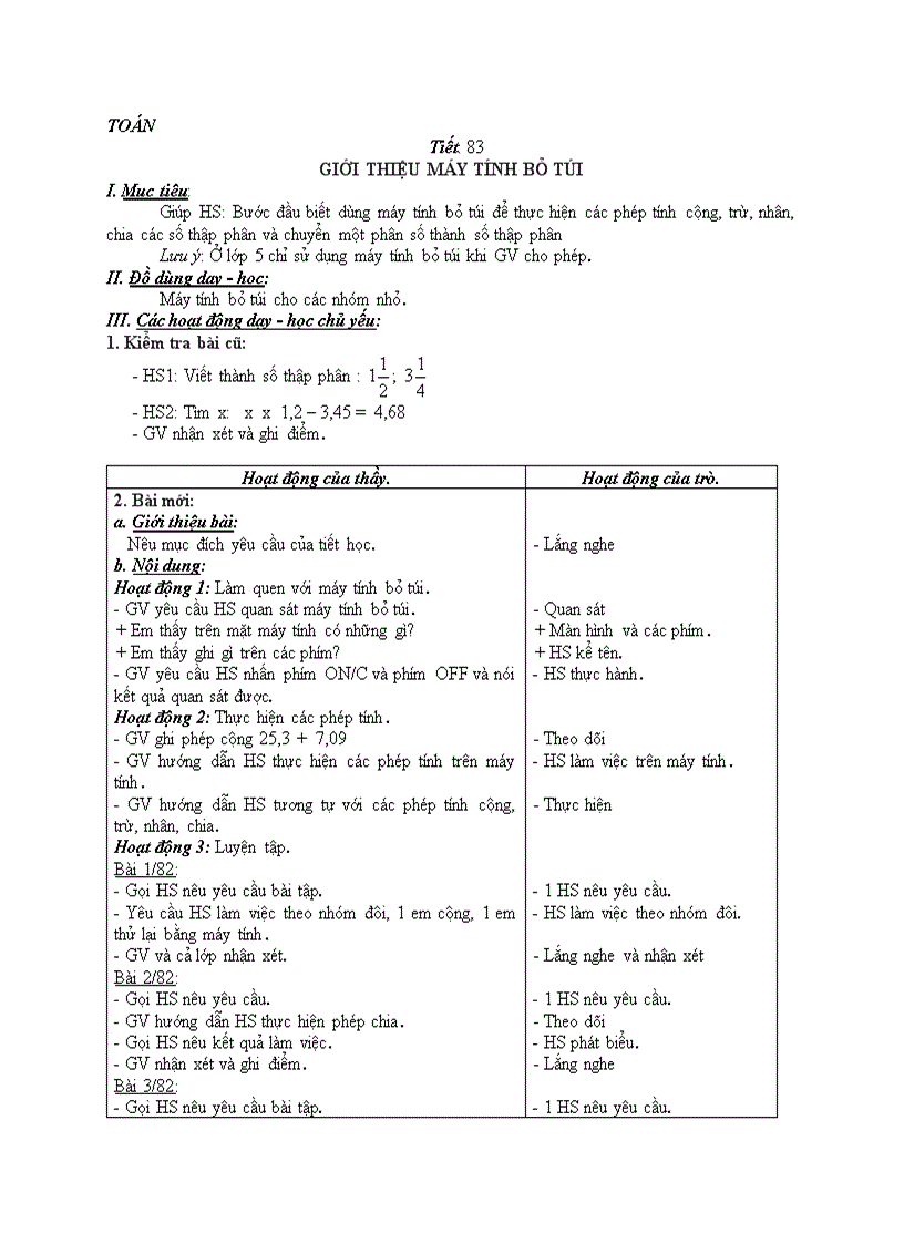 image for page Toán Giới thiệu máy tính bỏ túi