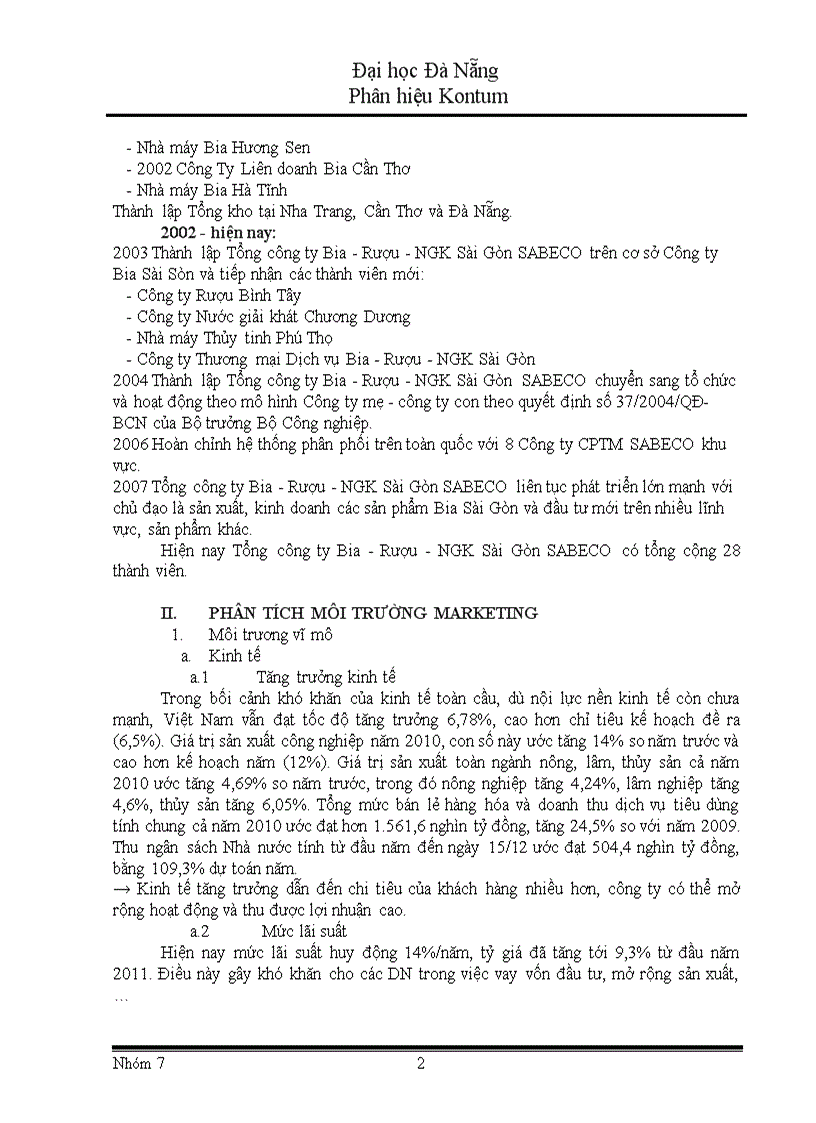 image for page Chiến lược marketing của Sabeco