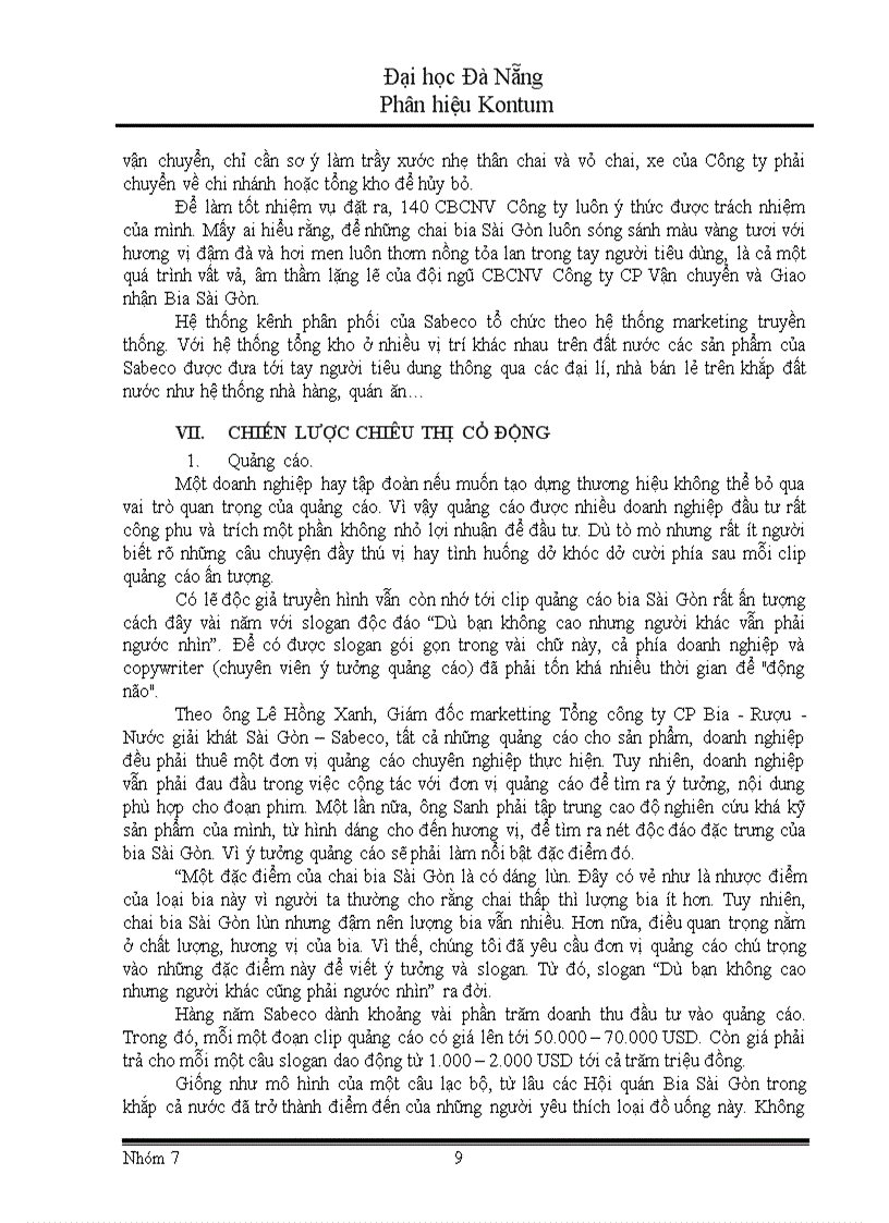image for page Chiến lược marketing của Sabeco