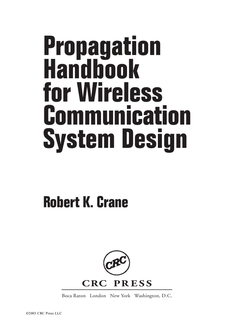 image for page Propagation Handbook For Wireless Communication System Design