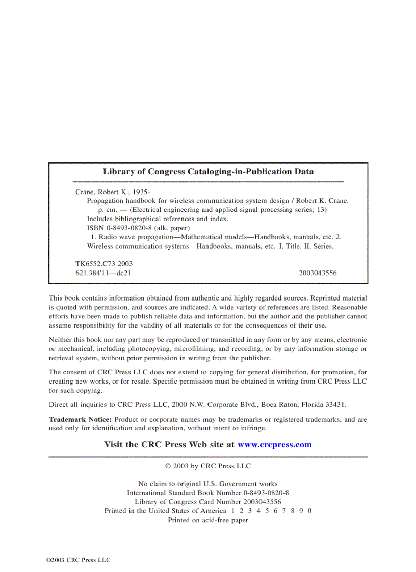image for page Propagation Handbook For Wireless Communication System Design
