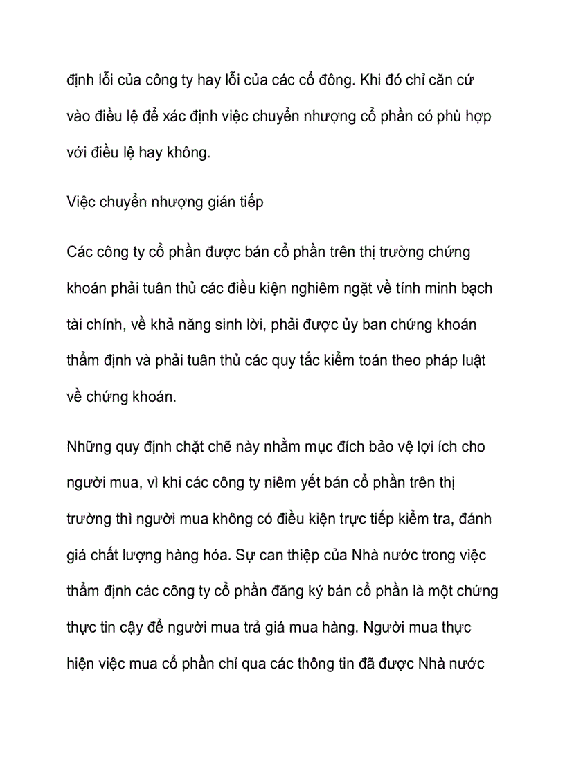 image for page Chuyển nhượng cổ phần và thị trường chứng khoán