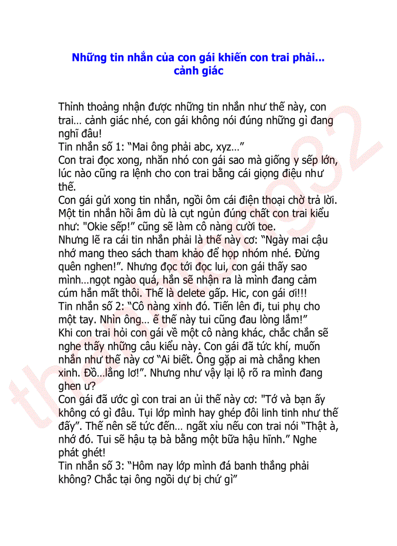 image for page Những tin nhắn của con gái khiến con trai phải cảnh giác