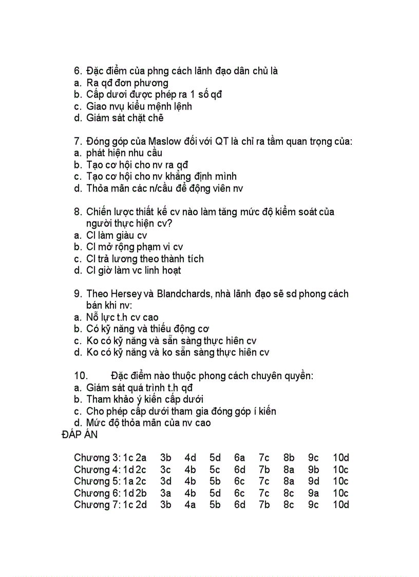 image for page Trắc nghiệm môn Quản Trị Học