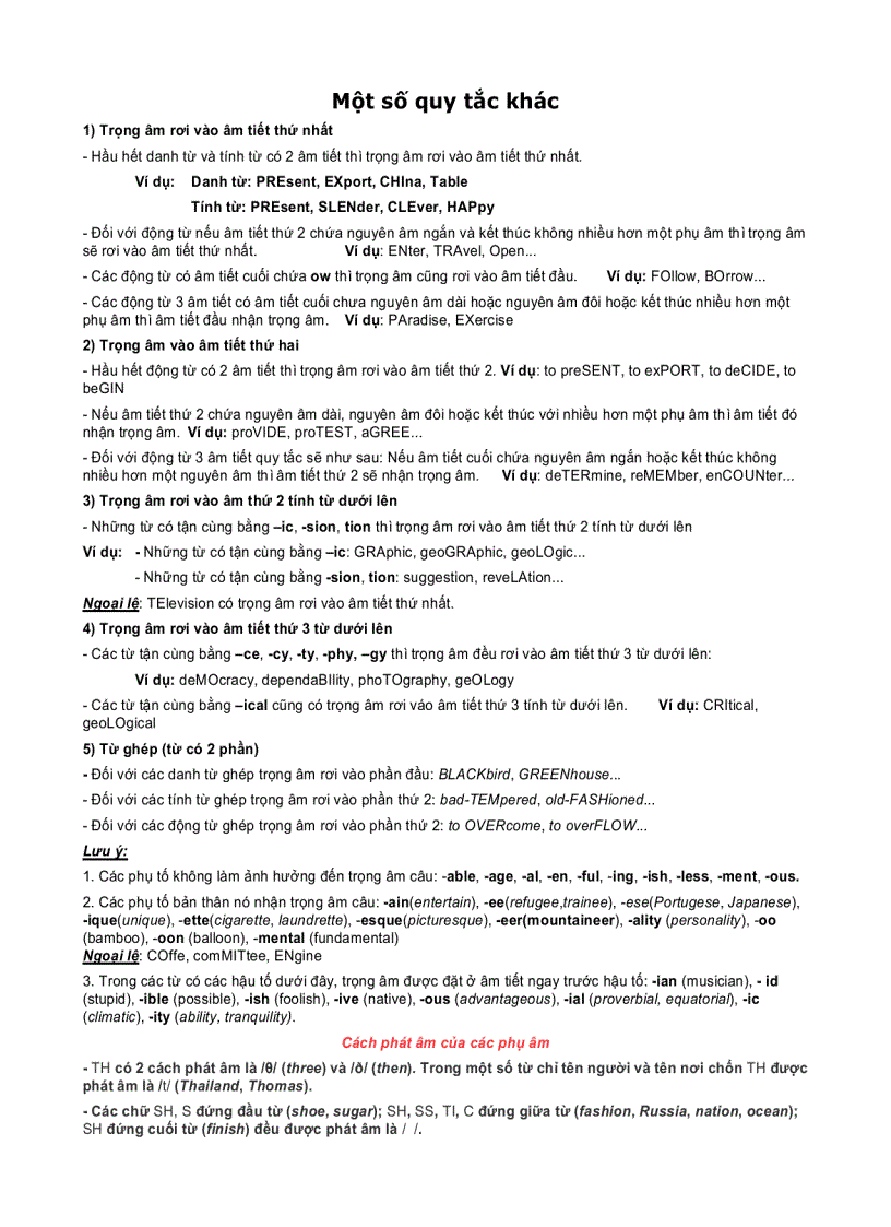 image for page Một số quy tắc trọng âm trong tiếng anh