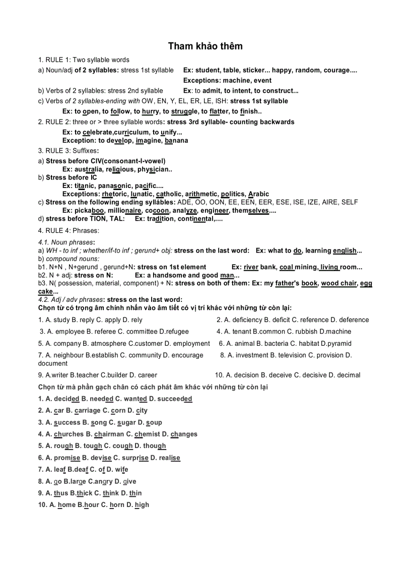 image for page Một số quy tắc trọng âm trong tiếng anh