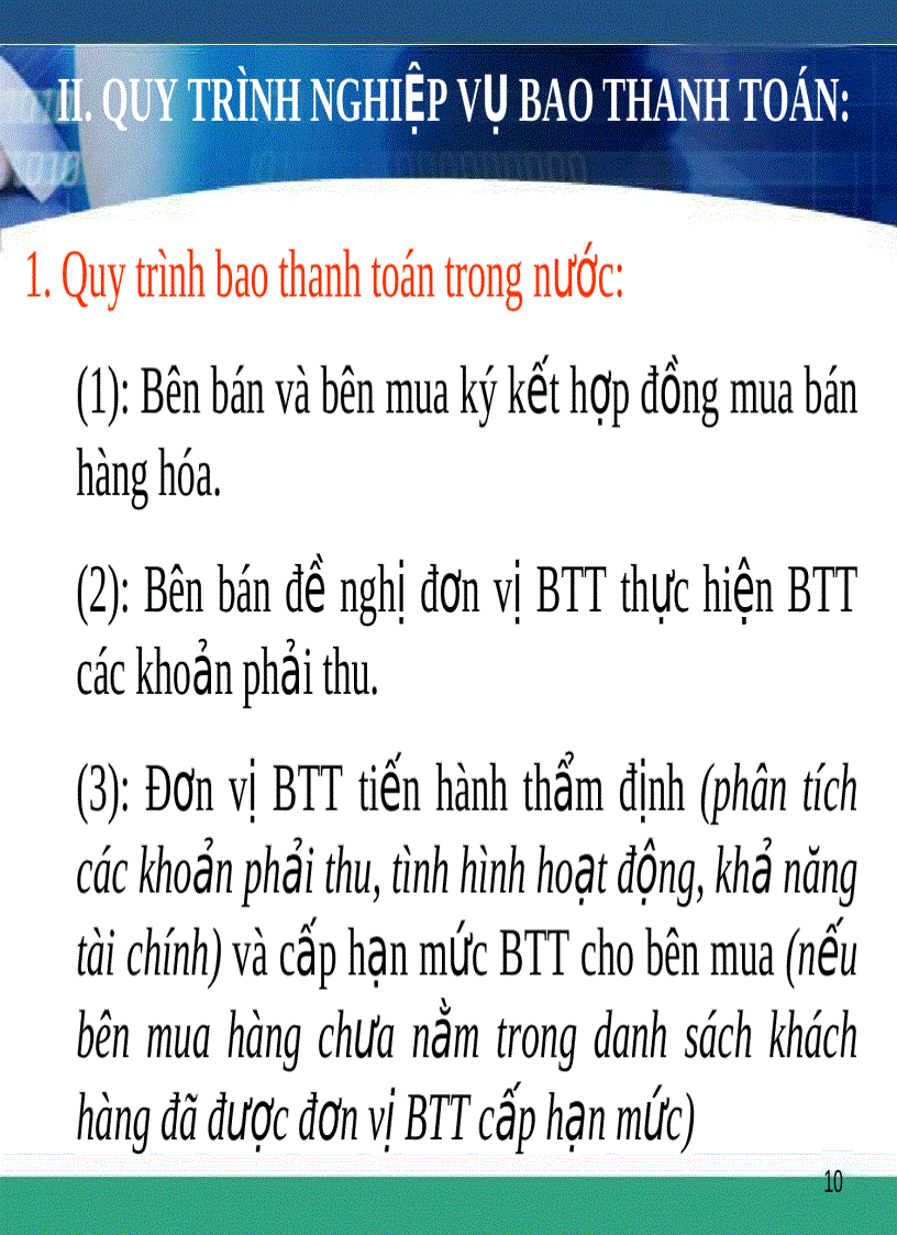 image for page Bài giảng lý thuyết về ngân hàng Chương 7 Nghiệp vụ bao thanh toán