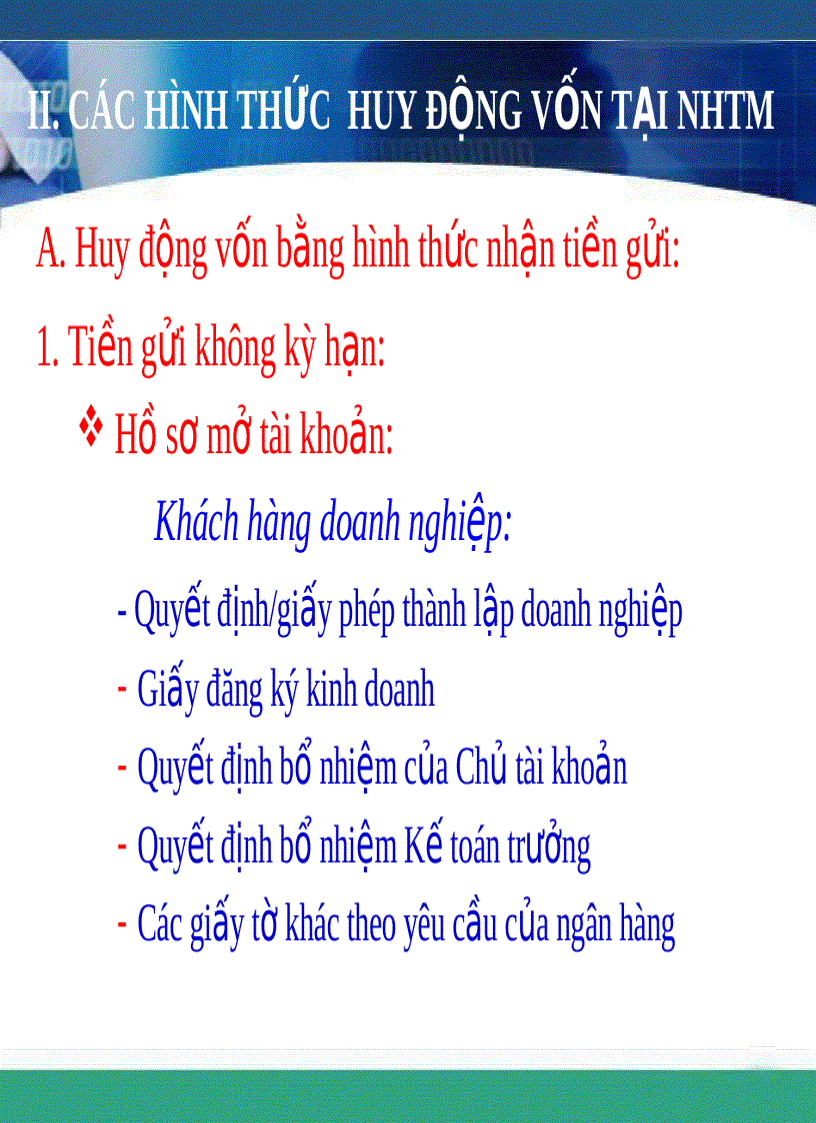 image for page Bài giảng lý thuyết về ngân hàng Chương 2 Huy động vốn