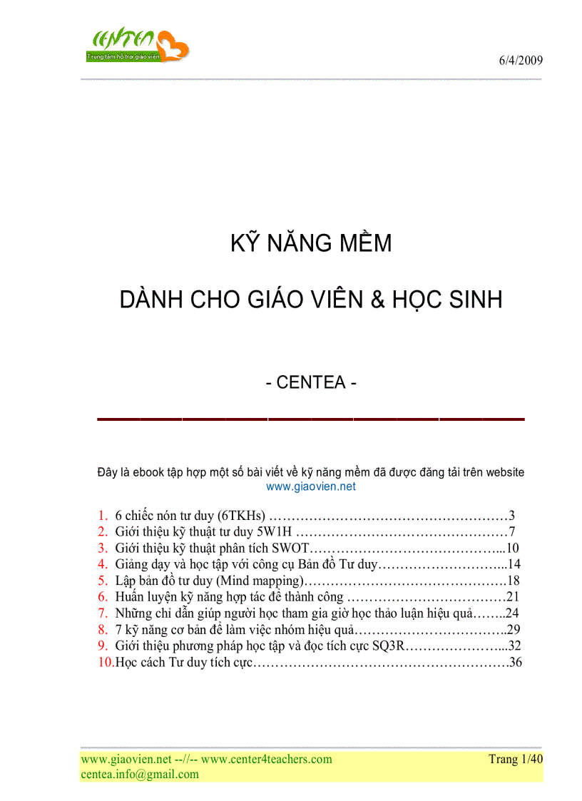 Kỹ năng mêm dành cho giáo viên học sinh