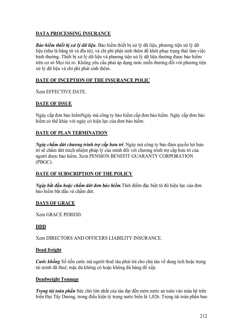 image for page Thuật ngữ bảo hiểm Phần 13