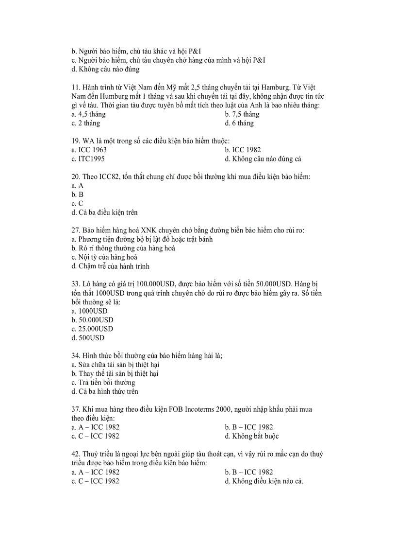 image for page Các câu hỏi trắc nghiệm bảo hiểm trong kinh doanh