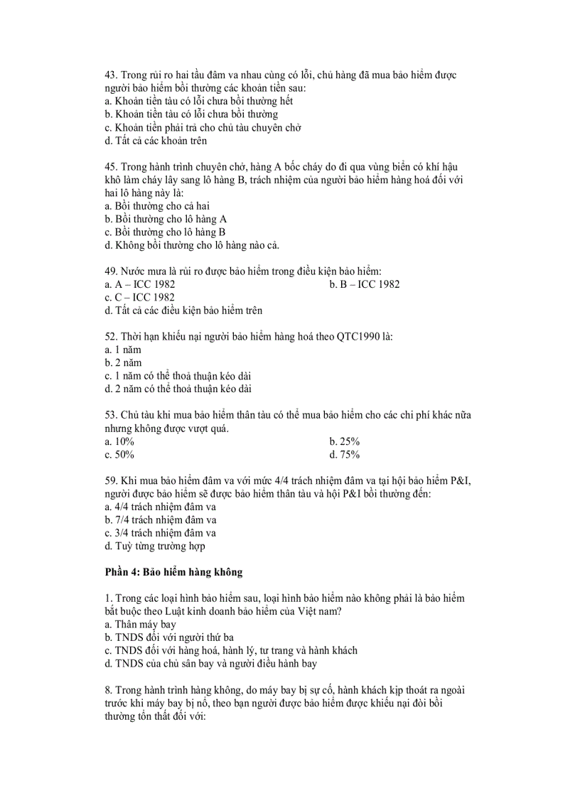 image for page Các câu hỏi trắc nghiệm bảo hiểm trong kinh doanh