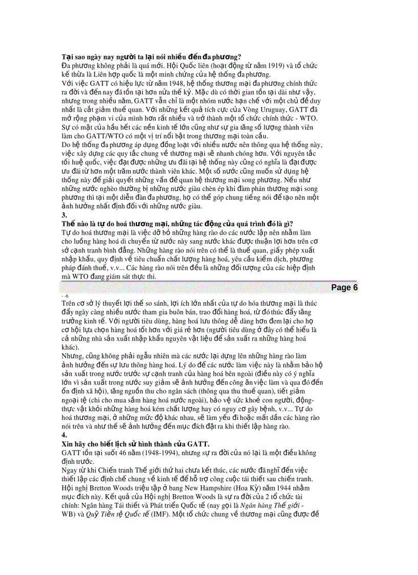 image for page Trắc nghiệm WTO tổ chức và các định chế