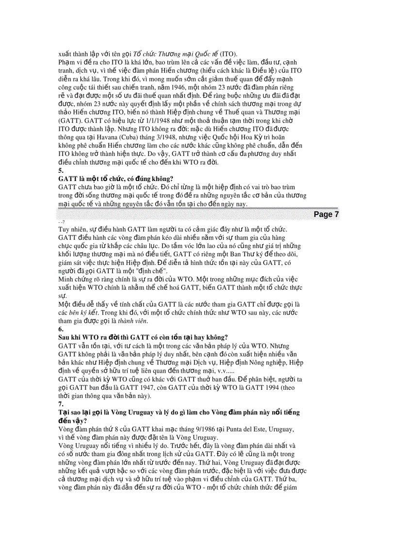 image for page Trắc nghiệm WTO tổ chức và các định chế